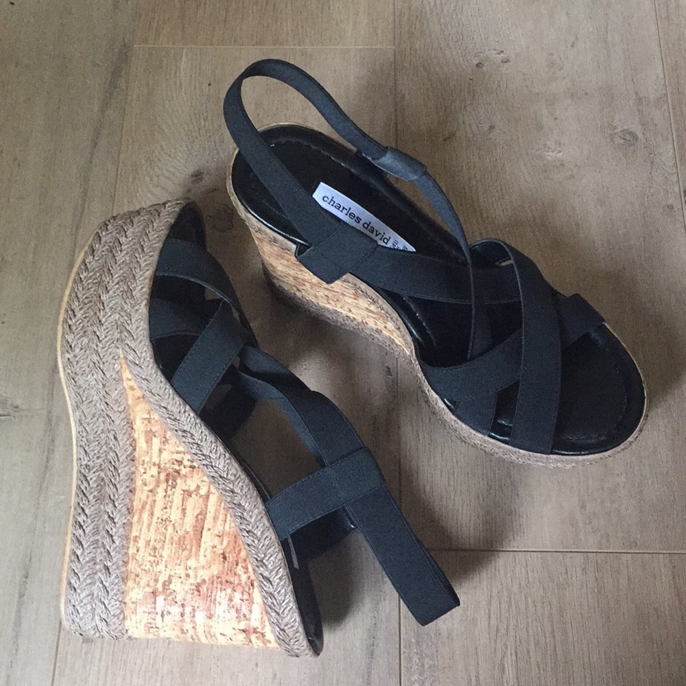 Charles David Faux Cork And Espadrilles Wedges - Picture 2 of 8